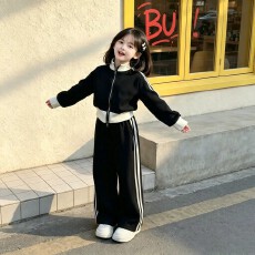 批发女童春秋款洋气套装2026新款中大童春装韩版立领外套<b class='q'>休闲</b>裤两件套