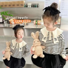批发女童秋装卫衣2026新款洋气时髦条纹女孩中大童衣服儿童上衣春秋款