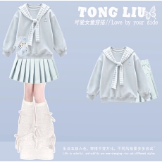 批发女童超好看印花披肩圆领卫衣<b class='q'>秋</b>冬2026新款小个子洋气爆款外套潮