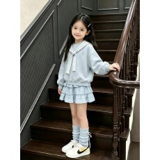 批发女童超好看印花披肩圆领卫衣<b class='q'>秋</b>冬2026新款小个子洋气爆款外套潮