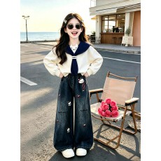 批发女童超好看印花披肩圆领卫衣<b class='q'>秋</b>冬2026新款小个子洋气爆款外套潮