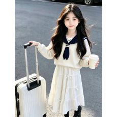 批发<b class='q'>韩国</b><b class='q'>女童</b>时髦<b class='q'>套</b>装2026秋超好看时尚上衣裙子两件套华棉复合牛奶丝