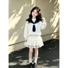 批发<b class='q'>韩国</b><b class='q'>女童</b>时髦<b class='q'>套</b>装2026秋超好看时尚上衣裙子两件套华棉复合牛奶丝
