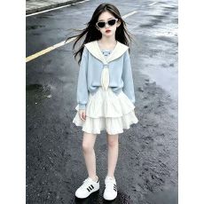 批发<b class='q'>韩国</b><b class='q'>女童</b>时髦<b class='q'>套</b>装2026秋超好看时尚上衣裙子两件套华棉复合牛奶丝