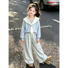 批发<b class='q'>韩国</b><b class='q'>女童</b>时髦<b class='q'>套</b>装2026秋超好看时尚上衣裙子两件套华棉复合牛奶丝