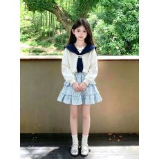批发<b class='q'>韩国</b><b class='q'>女童</b>时髦<b class='q'>套</b>装2026秋超好看时尚上衣裙子两件套华棉复合牛奶丝