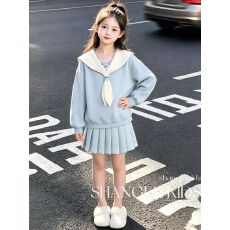 批发<b class='q'>韩国</b><b class='q'>女童</b>时髦<b class='q'>套</b>装2026秋超好看时尚上衣裙子两件套华棉复合牛奶丝