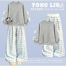 批发韩国女童<b class='q'>时髦</b><b class='q'>套装</b>2026秋超好看<b class='q'>时尚</b>上衣裙子两件套华棉复合牛奶丝
