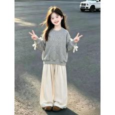 韩国女童时髦套装2026秋超好看时尚上衣裙子两件套华棉复合牛奶丝