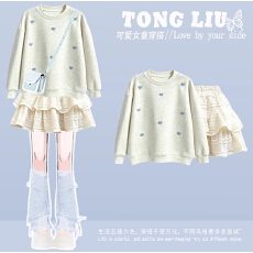 批发韩国女童<b class='q'>时髦</b><b class='q'>套装</b>2026秋超好看时尚上衣裙子两件套华棉复合牛奶丝