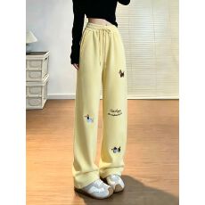 批发女<b class='q'>童</b>裤子春秋款2026新款刺绣卫裤洋气时髦两穿女<b class='q'>大</b><b class='q'>童</b>休闲阔腿裤潮
