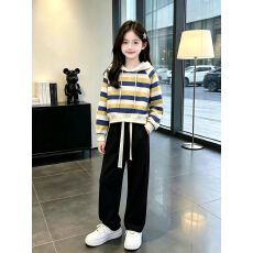 批发中大童女生衣服套装秋装2026新款少女卫衣阔腿裤休闲运动两件套秋