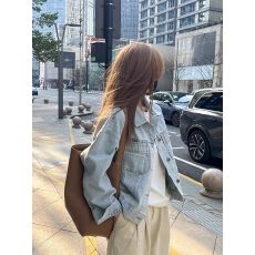 批发网红ins欧式水洗棉复古牛仔外套女春<b class='q'>秋</b>薄款韩版宽松短款长袖上衣