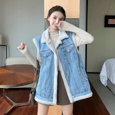 批发秋冬季羊羔毛加绒加厚<b class='q'>牛仔</b><b class='q'>马甲</b>外套女宽松韩版小个子<b class='q'>马夹</b><b class='q'>背心</b>上衣