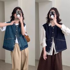 批发独特超好看<b class='q'>牛仔</b><b class='q'>马甲</b>2025超火女复古时髦洋气<b class='q'>马夹</b><b class='q'>背心</b>坎肩外搭上衣