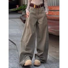 批发美式复古弯刀<b class='q'>牛仔裤</b><b class='q'>女</b>秋冬大码宽松直筒阔腿裤坠<b class='q'>感</b>百搭拖地长裤潮