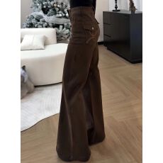 批发美式复古咖色微喇<b class='q'>牛仔裤</b><b class='q'>女</b>秋冬新款高腰显瘦直筒阔腿喇叭裤子大码