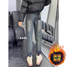 批发加绒加厚弹力<b class='q'>哈伦</b>牛仔<b class='q'>裤</b>女2025年冬季大码胖mm高腰遮肉显瘦老爹<b class='q'>裤</b>