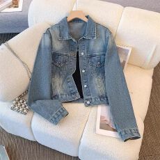 批发美式复古牛仔外套女<b class='q'>春秋</b>短款2026新款宽松休闲百搭小个子夹克上衣