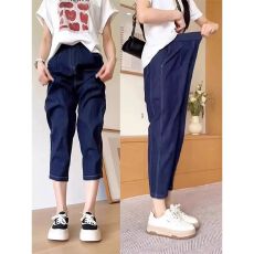 批发大码<b class='q'>哈伦</b>九分<b class='q'>牛仔</b>裤女春秋胖mm小个子宽松显瘦高腰直筒阔腿老爹裤