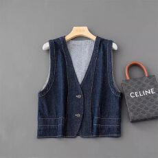 批发2026春夏新款时尚百搭V领叠穿层次感复古挺括纯棉<b class='q'>牛仔</b>女马甲<b class='q'>上衣</b>