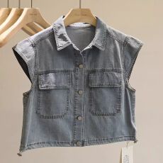 批发复古水洗<b class='q'>牛仔</b><b class='q'>马甲</b>女2026新款夏季宽松显瘦百搭无袖坎肩<b class='q'>背心</b>外套潮