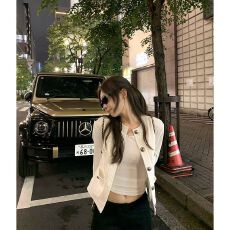 批发白色明线撞色小香风牛仔短外套女秋装韩系百搭休闲气质夹克上衣