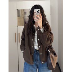 批发美拉德休闲复古短款牛仔外套女2026年秋季新款巨好看薄款oversize