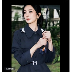 批发杨幂同款韩版小众双口袋腰带长袖衬衫<b class='q'>裙</b>女百搭气质减龄连衣<b class='q'>裙</b>上衣
