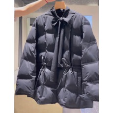 批发巨好看抽绳收腰黑色<b class='q'>羽绒服</b>女中长2025冬季新款泡芙面包服宽松外套