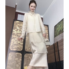 批发新中式衬衫腰果花假两件阔腿裤