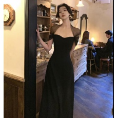 批发纯欲风收腰显瘦网纱拼接<b class='q'>连衣裙</b>女夏季新款气质辣妹长裙洋气休闲女