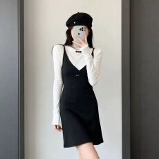 批发2026韩系简约风<b class='q'>时尚</b>穿搭女早秋气质西装外套长袖<b class='q'>T</b><b class='q'>恤</b>吊带裙三件套
