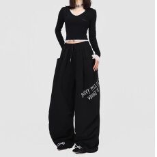 批发AIRVHVHA嘻哈潮牌斜印伞兵休闲裤美式<b class='q'>街头</b>运动跳舞裤爵士舞长裤