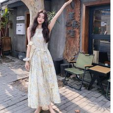 批发甜美风法式气质碎花无袖<b class='q'>连衣裙</b>女2026夏季新款超火减龄高腰背心裙