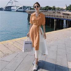 批发夏季新款<b class='q'>衬衫</b>雪纺连衣裙2026爆款高级显瘦收腰设计感小众a字长裙