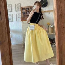 批发2026夏季新款纯欲洋气时尚垂感小众松紧腰A<b class='q'>字</b><b class='q'>半身裙</b>子