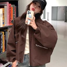 批发美拉德韩版<b class='q'>棒球</b>服<b class='q'>外套</b>女春装2026新款设计感小众美式夹克灯笼袖