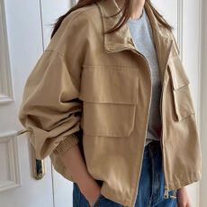 批发韩国chic<b class='q'>春</b>季新款棒球大口袋bf风休闲拉链工装短夹克立领外套上衣