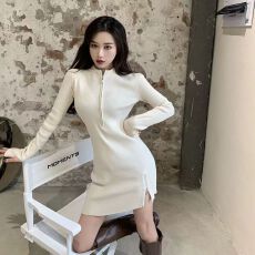 批发法式炸街紧身针织连衣裙女春季气质修身打底内搭包臀短<b class='q'>裙子</b>女