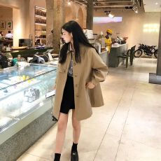 批发秋冬季中长款学院风无线头<b class='q'>风衣</b>外套小个子网红大衣潮牌气质上衣潮