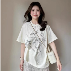 批发宽松版原版外贸韩版复古字母印花宽松大码<b class='q'>短袖</b><b class='q'>T</b><b class='q'>恤</b>百搭休闲上衣