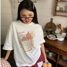 批发宽松版原版外贸韩版复古字母印花宽松大码<b class='q'>短袖</b><b class='q'>T</b><b class='q'>恤</b>百搭休闲上衣