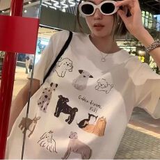 批发宽松版原版外贸韩版复古字母印花宽松大码<b class='q'>短袖</b><b class='q'>T</b><b class='q'>恤</b>百搭休闲上衣