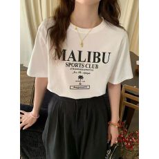 批发宽松版原版外贸韩版复古字母印花宽松大码<b class='q'>短袖</b><b class='q'>T</b><b class='q'>恤</b>百搭休闲上衣