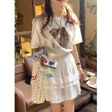 批发宽松版原版外贸韩版复古字母印花宽松大码短袖T恤百搭休闲上衣