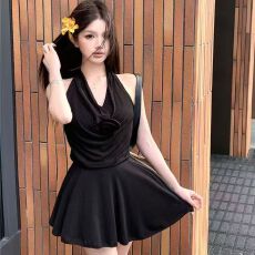 批发已出货 原版+<b class='q'>安全</b><b class='q'>裤</b>夏季甜辣妹<b class='q'>蕾丝</b>拼接设计挂脖连衣裙女气质短裙