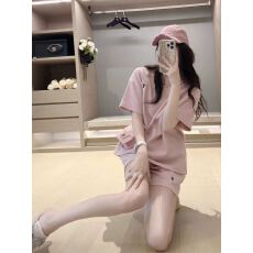 批发新款韩版<b class='q'>运动服</b>套装女夏季学生宽松风短袖t恤短裤时尚两件套跑步