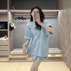 批发华夫格<b class='q'>运动服</b>套装女夏季学生宽松bf风短袖t恤短裤时尚两件套跑步