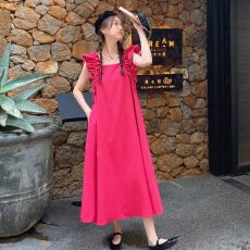 批发已出货 小飞袖无袖方领<b class='q'>连衣裙</b>女<b class='q'>夏</b>季新款性感露背修身显瘦裙子